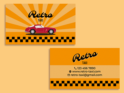 Business card in retro style for a taxi service adobe illustration branding business card design graphic design illustration logo retro car retro style taxi vector vector illustration