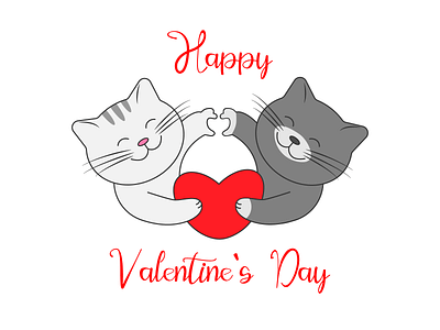 Happy Valentine's Day cartoon cats character cute design graphic design happy heart illustration love valentine valentines day vector vector illustration