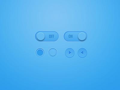 UI Elements arrows blue buttons checkbox elements left light off on right shadow ui