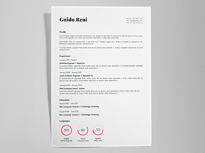 Guido Reni - FREE creative resume/CV template / AI ai cv cv template identity illustrator pdf print resume