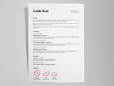 Guido Reni - FREE creative resume/CV template / AI