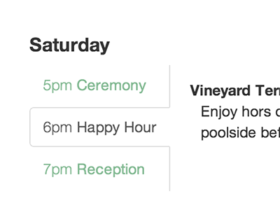 Wedding Events agenda bootstrap calendar