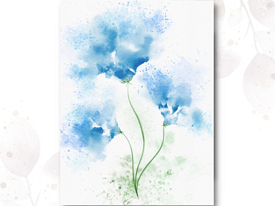 Blue Spring Flower Watercolor Printable