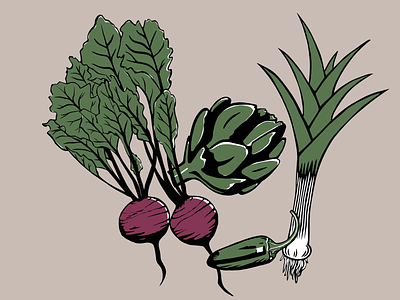 Garden Vegetable Collection artichoke beets design graphics illustration jalapeno leeks linocut vector