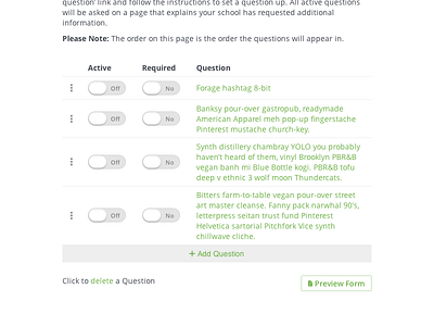 Form Creator application draggable form hipster ipsum reorder system toggle webapp