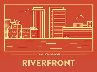 Riverfront city delaware illustration line art riverfront vector wilmington