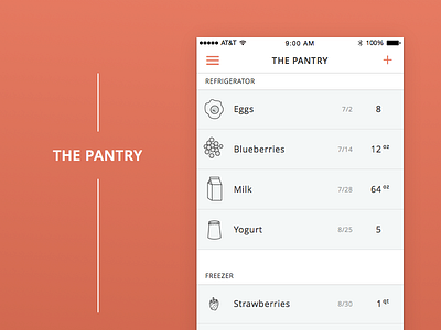 Pantry App Concept app app store apple concept food food tracker icons ios minimal pantry sustainability ui