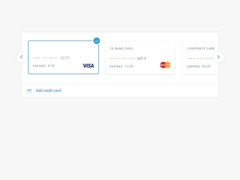 Edit credit card motion interaction visa gif animation drawer business travel travel card credit card checkout