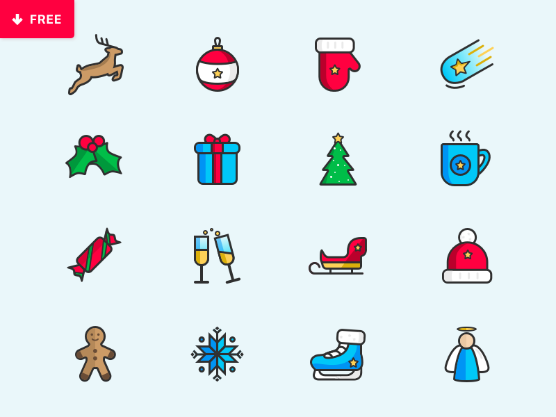 New Year’s Free Mascots xmas elf santa snow winter new year holiday icons gift christmas