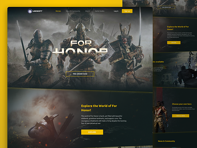 For Honor Landing Page Re-Design dominion flat for honor game hero landing page playstation ubisoft videogame web design