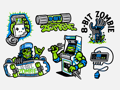 8-Bit Zombie branding design illustration logo typography vector