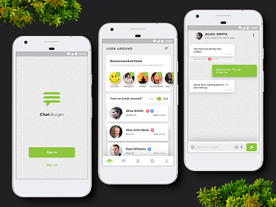 Chat Burger | Chatting App UI android app chat chatting design flat ios material messanger modern ui uiux