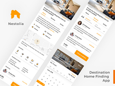 Nestolia Destination Home Finder App airbnb android app ui creative home finder icon ios ios design minimal design nestolia real estate