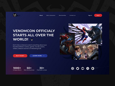Venomcon website design comiccon design marvel superhero ui ui design ux ux design venom webdesign website