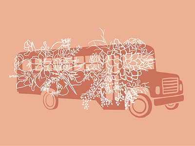 Floral Bus Illustration