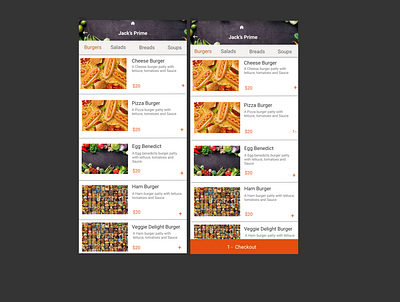 TakeOut- Restaurant Menu List app design ux