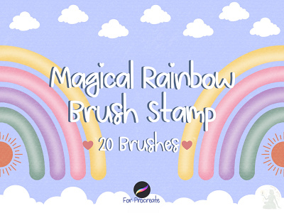 Rainbow Procreate Stamp Brush brush brush bundle brushes brushset cloud design digital art digital artist illustration kids multiline nursery procreate rainbow sun