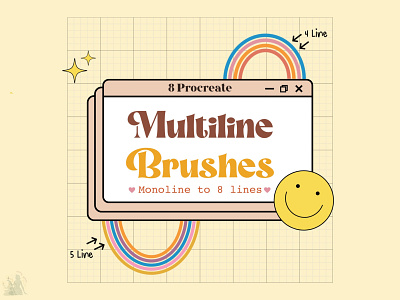 Multiline Brushes for Procreate brush bundle brushes brushset design digital art digital artist illustration lettering monoline multiline procreate rainbow