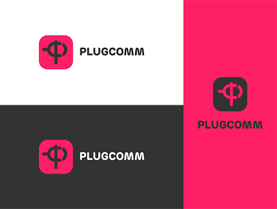 Plugcomm logo branding design ecommerce graphic design illustrator logo red vector