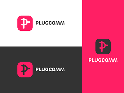 plugcomm logo revised branding design ecommerce graphic design illustrator logo plugin red vector