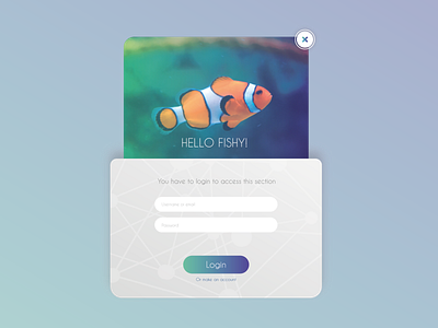 Login pop-up window "Hello fishy!" blending modes design graphic design illustrator ui ui ux design ui concept vector webdeveloper