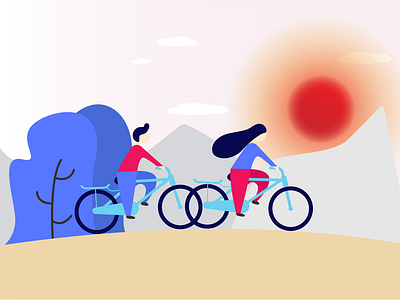 Flat illustration exploration cycling design graphic design illustration illustrator vector