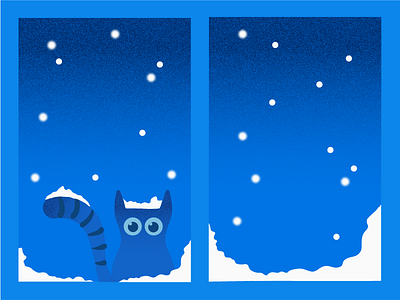 Purrfect Love blue cat christmas gradient home illustration love snow snowfall texture vector winters