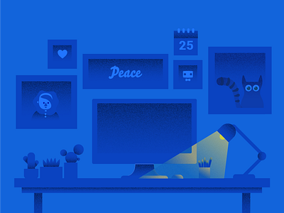 Blue Noise cats design desktop flipkart design gradient illustration light night ui vector workplace workspace