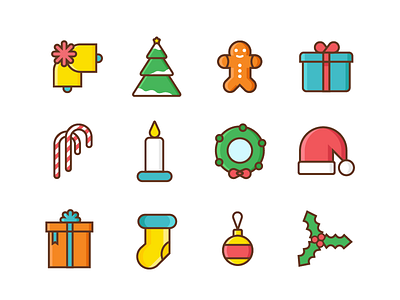 Christmas Icons christmas festive gifts icons illustration merry santa season snow winters