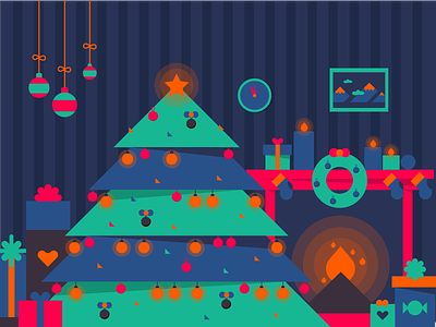 Almost Christmas! christmas christmas tree festive fireplace gifts icons illustration merry santa season snow winters
