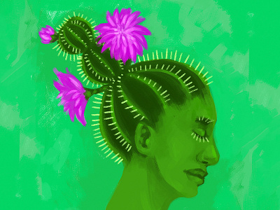 Cactus cactus digital painting illustration portrait