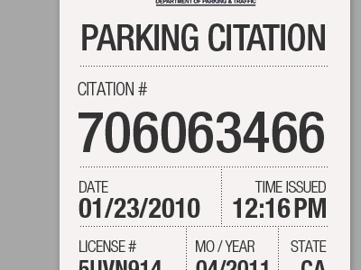 Parking Citation black citation grey parking redesign san francisco sfmta ticket white