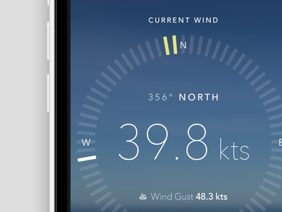 Anemometer screen anemometer avenir compass design direction gust ios knots north ui ux wind