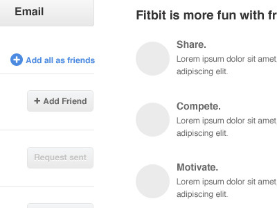 Friends black button fitbit gray ui web website white wireframe