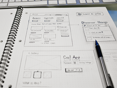 App gallery sketch design dot grid book pencil sketch ui web wireframe