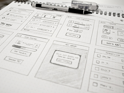 Wireframe for a new something app dot grid book interaction ios iphone product sketch wireframe