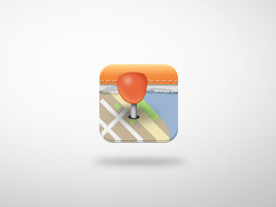 Icon [FINAL] app design icon iphone leather map orange pin stitches texture