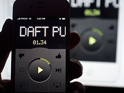 Dark theme app daft punk design digital ios iphone texaslcd ui