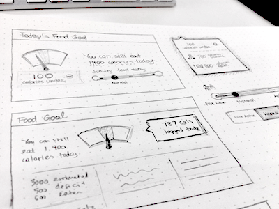 Food Goal Sketch dashboard dial dot grid book food goal interface ios iphone mobile sketch ui ux web wireframe
