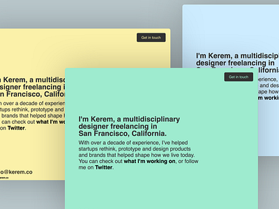 kerem.co 6.0 colors design hi mom interim landing one page pastel splash tachyons web