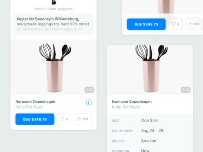 Product card early iteration