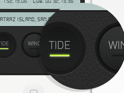Tide app buttons app buttons design ios ios5 iphone lcd leather map mobile pattern sailing texture tide ui ux wind
