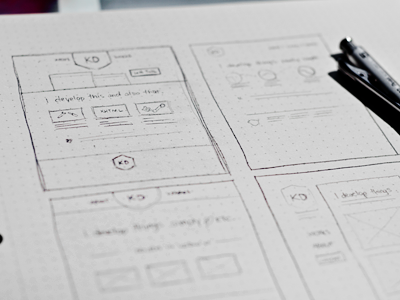 Preliminary sketches dotgrid book pencil sketch wireframe