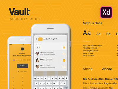 Vault UI Kit (Adobe XD) adobe app file-sharing ios kit typography ui vault xd