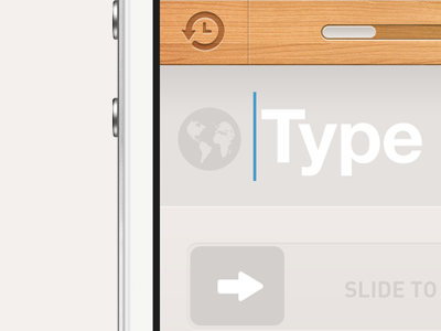 Slide to search button design field form ios ios5 iphone lighting minimal pattern text texture ui ux wood wooden