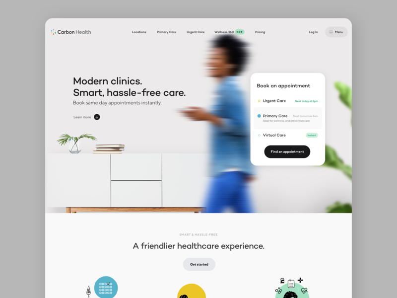 Carbon Health Homepage branding button carbon health design form health care healthcare healthcare app illustration minimal typography ui ux web