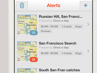 Alerts alerts apartment app clean design filter helvetica ios iphone lovely minimal mobile price search tag ui ux