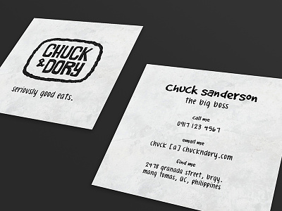 Chuck & Dory Business Cards aldrich aldricht business business cards card food grunge handwritten prints restaurant sketch sketchy square tan texture