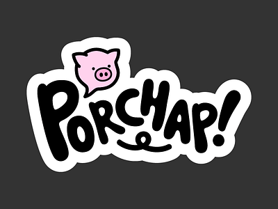Porchap! cute hand drawn illustration logo pig pink restaurant rice bowl