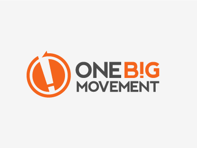 One Big Movement - Final aldrich aldrich tan aldricht big circle enclosure exclamation mark large logo movement nonprofit one orange type wip